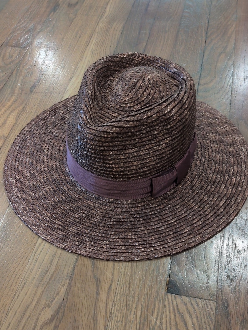 Brixton Brown Straw Fedora with Ribbon Band